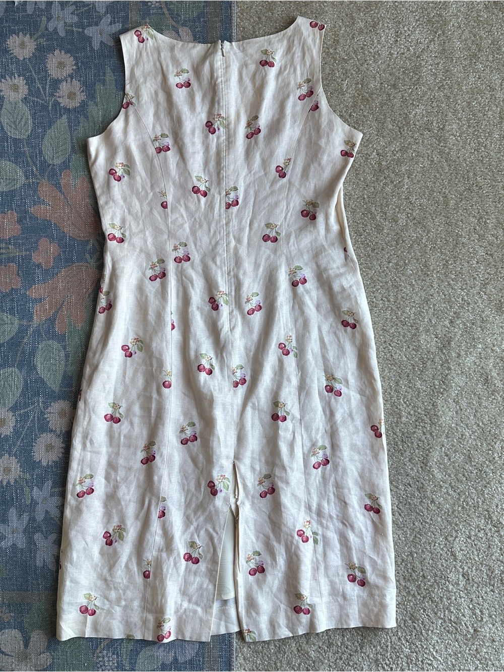 Laura Ashley Cream Cherry Print Midi Dress - Picture 3 of 7